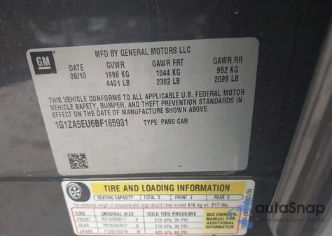 2011 Chevrolet Malibu Ls from USA, damaged, VIN 1G1ZA5EU6BF165931